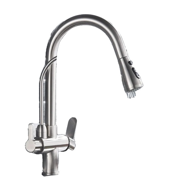 Fürdőszobai csaptelep, süllyeszthető kialakítás, vízszűrő, szálcsiszolt nikkel bevonat, 2/3 üzemmód