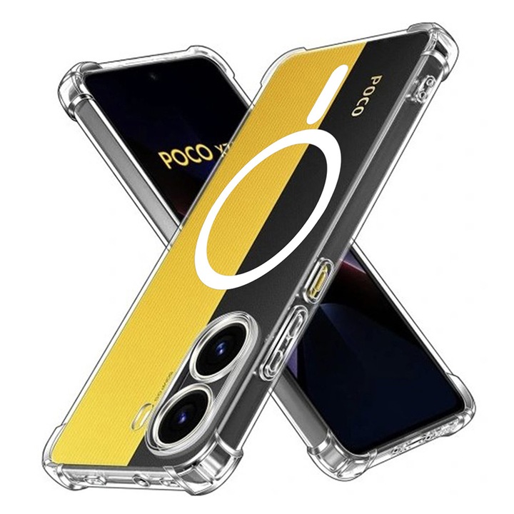 Poco X7 Pro tok, kompatibilis MagSafe ütésálló 1.5 mm-es, megerősített 4 sarokkal - átlátszó
