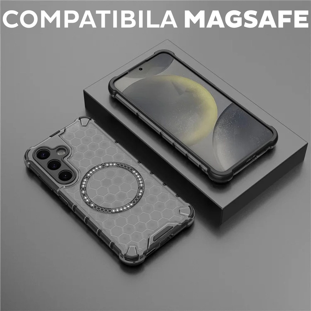 Husa pentru Samsung Galaxy A26 5G Daden® Honeycomb, MagSafe, Anti-soc, Protectie sporita, Incarcare wireless, Negru Fumuriu
