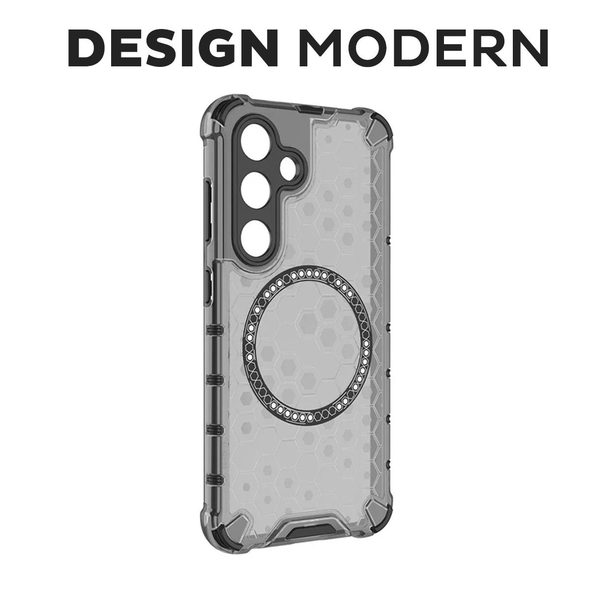 Husa pentru Samsung Galaxy A26 5G Daden® Honeycomb, MagSafe, Anti-soc, Protectie sporita, Incarcare wireless, Negru Fumuriu