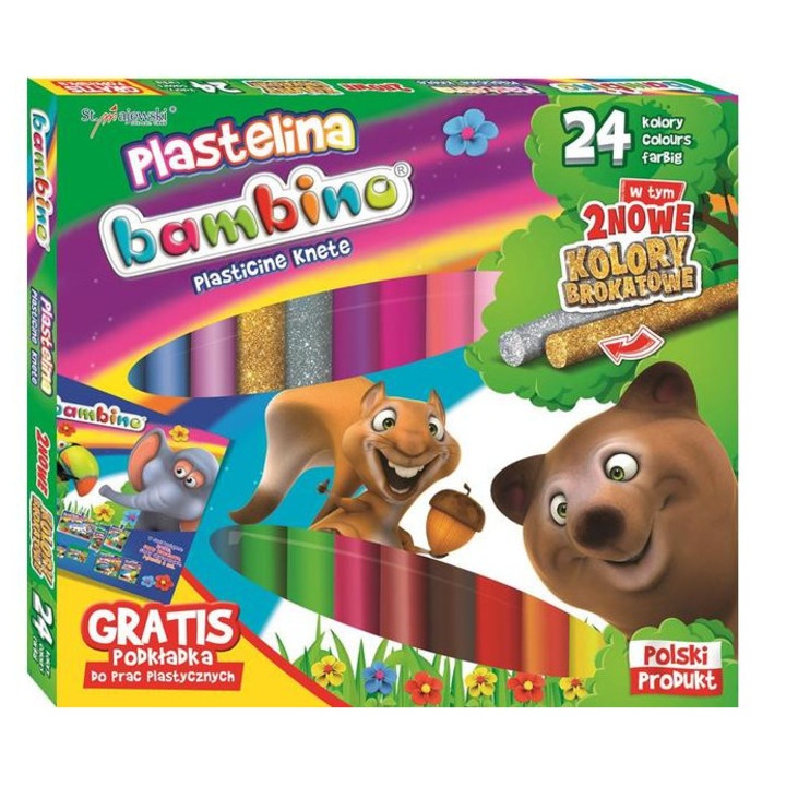 Bambino 24 színű gyurma - 2 db csillámos (001901)