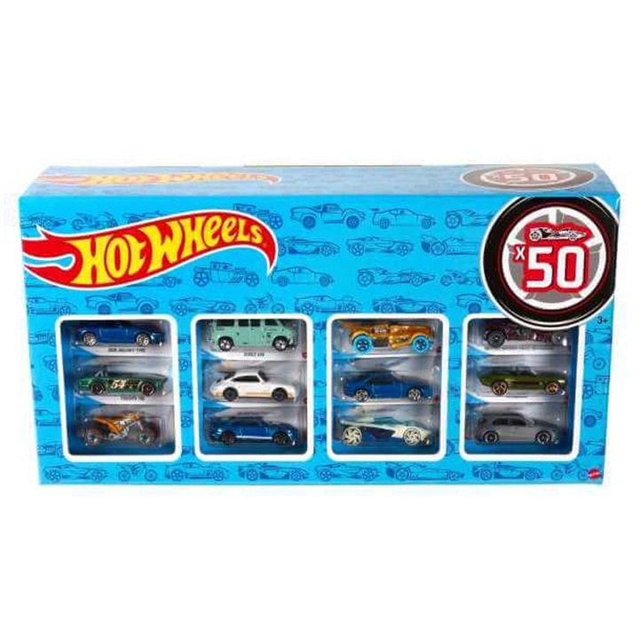 Set 50 masinute Hot Wheels, Mattel, multicolor