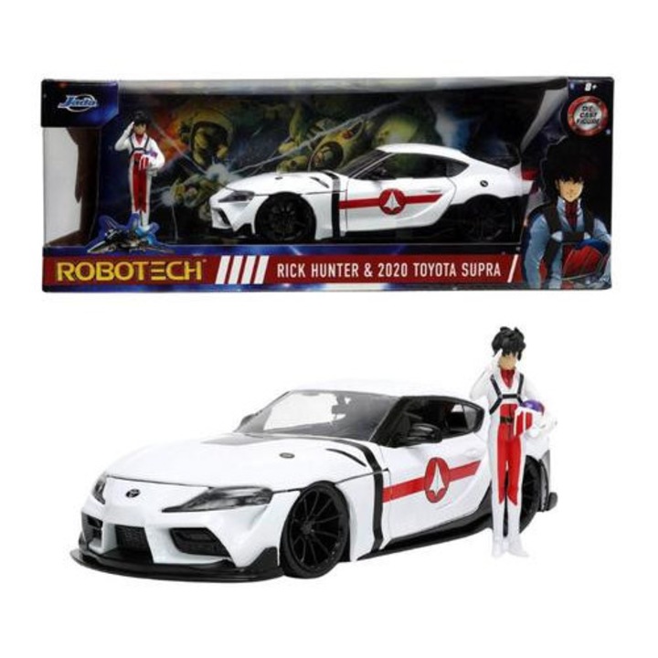 Jada Toys 253255050 Robotech - Masina metalica Toyota Supra 2020 cu figurina Rick Hunter - 1:24