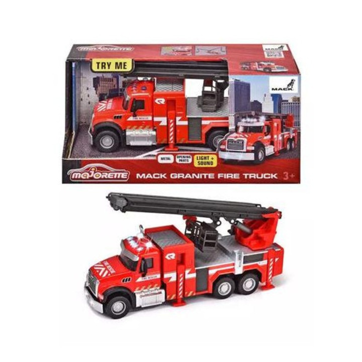 Majorette Mack gránit tűzoltóautó fényekkel és hangokkal (213713005)