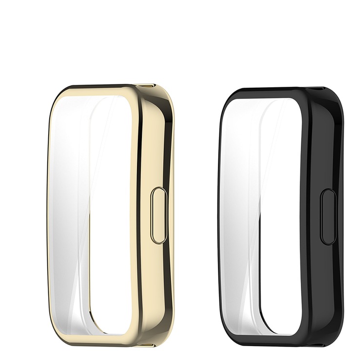 Комплект от 2 защитни калъфа за фитнес гривна, TREXORA, черно/златист, изцяло полиуретанов дизайн, удароустойчив, за Huawei Band 8/9