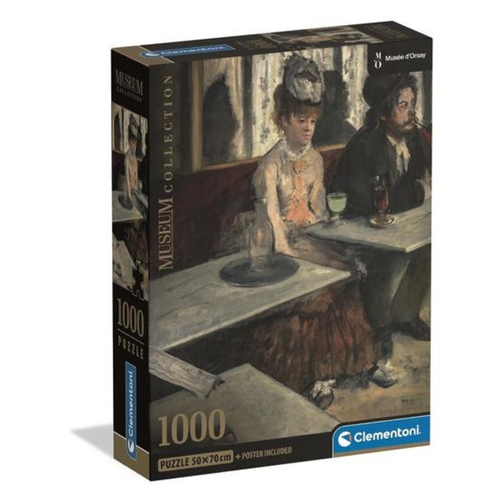 Компактен пъзел Clementoni от 1000 части - Музейна колекция - Dans Un Cafe (39974)