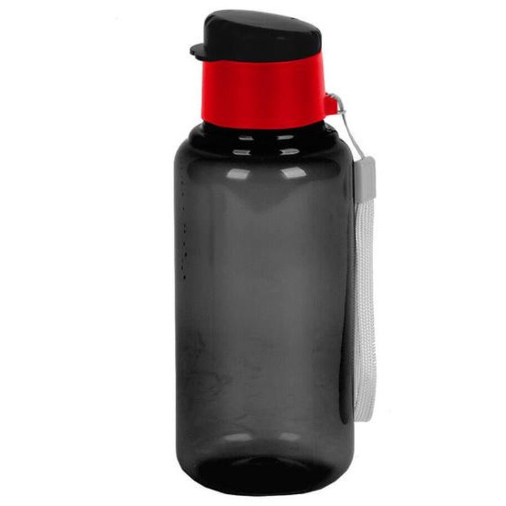 Пластмасова бутилка за вода Smiley - черна, червена (PPCC-3030)