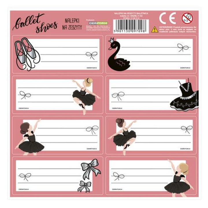 Balerina 8 db-os füzetcímke - Ballet shoes - kétféle
