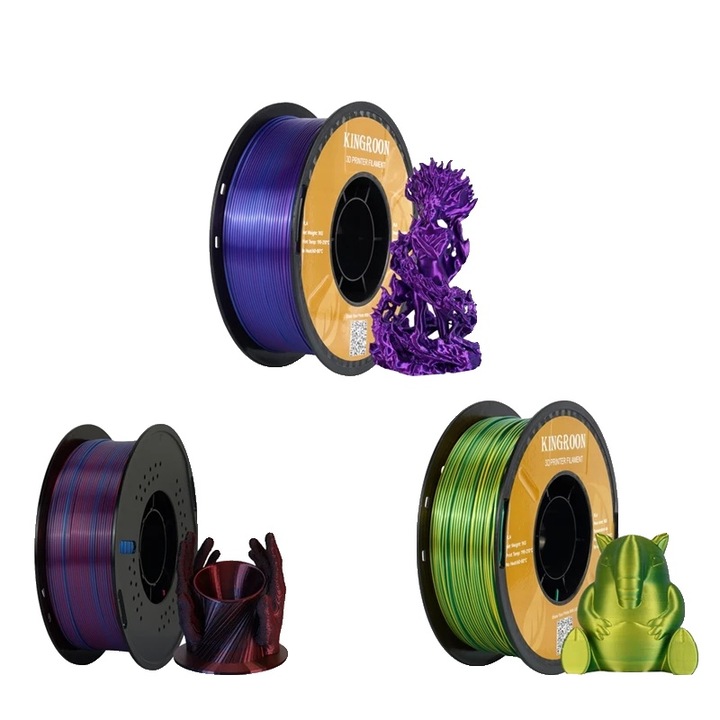 Filament PLA Coextrudat Dual-Color, 1.75mm, 3kg Set, Violet si alte culori