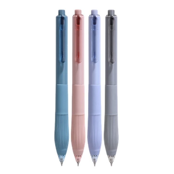 4 darabos visszahúzható tollkészlet, TREXORA, fekete tintával, 0,5 mm, ergonomikus, többszínű