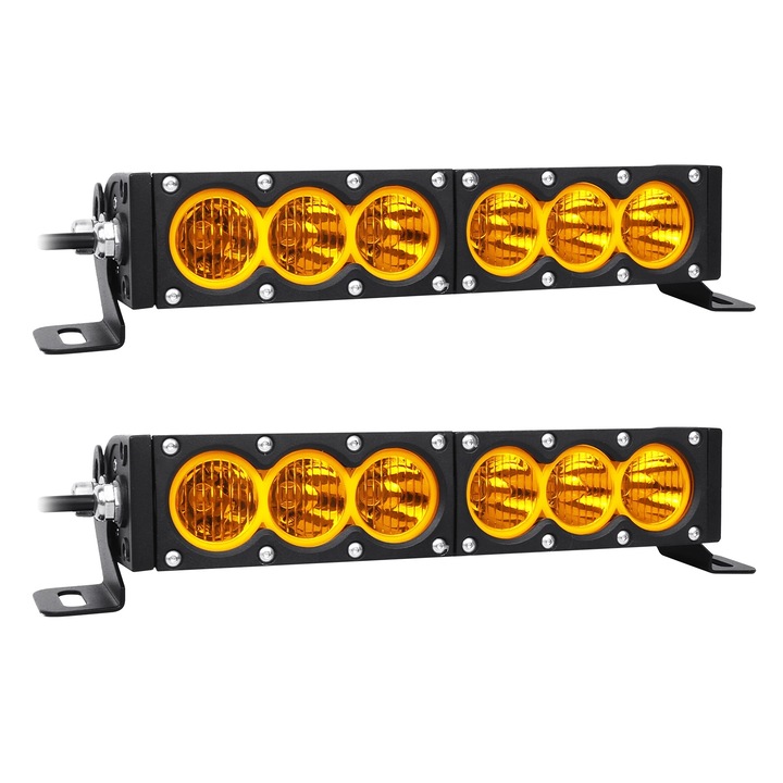 Bara LED 2x12in 60W, 3000-30000 lumeni, impermeabil IP68, galben