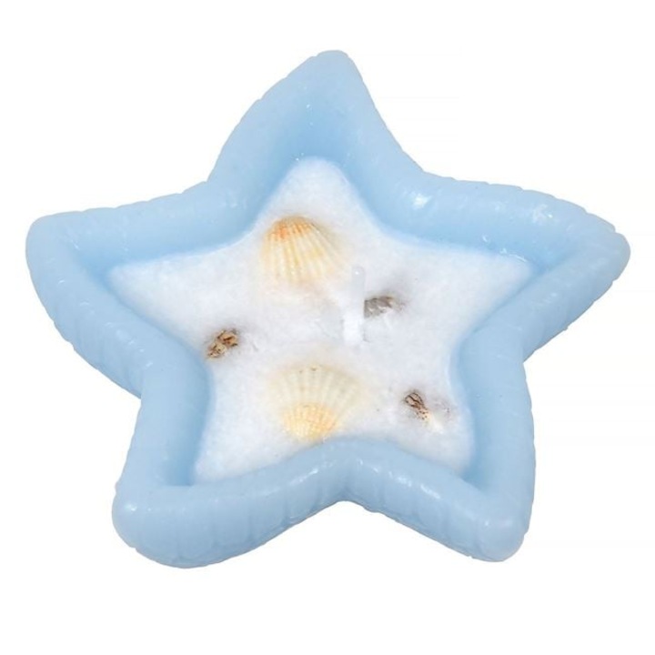 Lumanare 3D 9x9x2.5cm Stea de Mare cu Scoici - Bleu