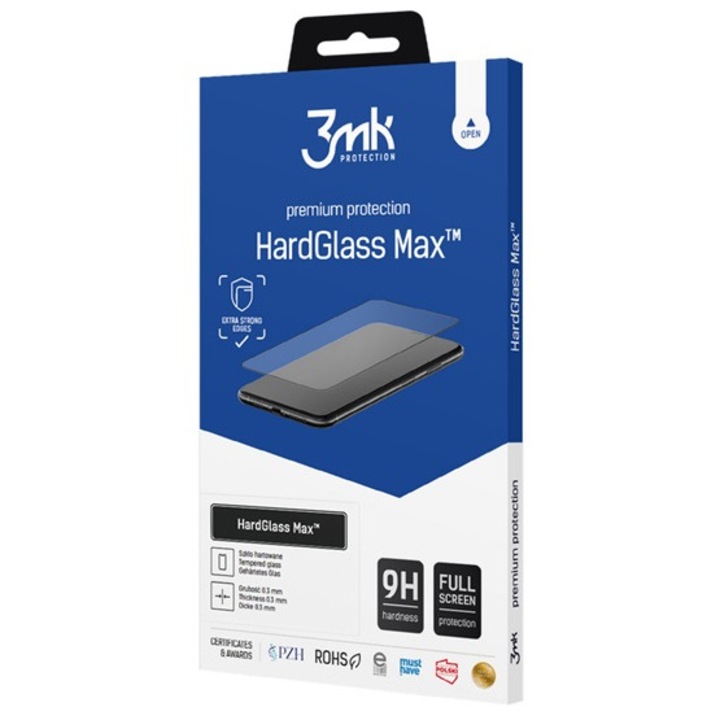 3mk hard glass max képernyővédő üveg, 3d, tokbarát, extra karcálló, 0,3mm, 9h, fekete, kompatibilis: Xiaomi 14T / 14T Pro 5G
