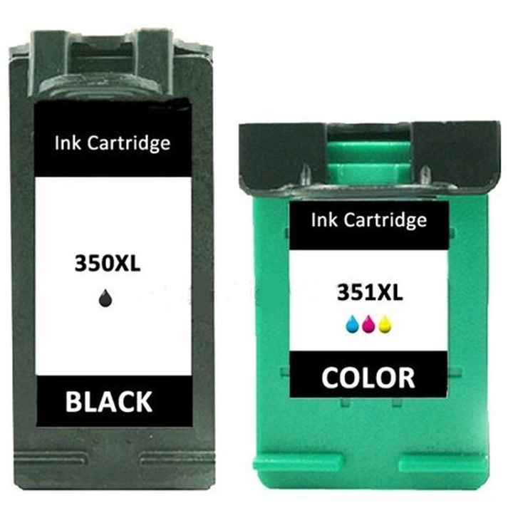 Kit de 2 Cartuse Inkjet H350XL Black 28 ml, 351xl Color 18 Ml Compatibile HP DeskJet D 4200 Series, D4245/D4260/D4263/5725/C4410, OfficeJet J 6400 Series, PhotoSmart C 4200 Series, PhotoSmart C 4500 Series, PhotoSmart C 5200 Series