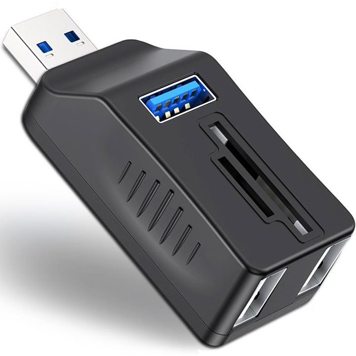 5 az 1-ben kártyaolvasó, Garsonal, USB 3.0, 5Gbps, SD és Micro SD kártya tartó, fekete