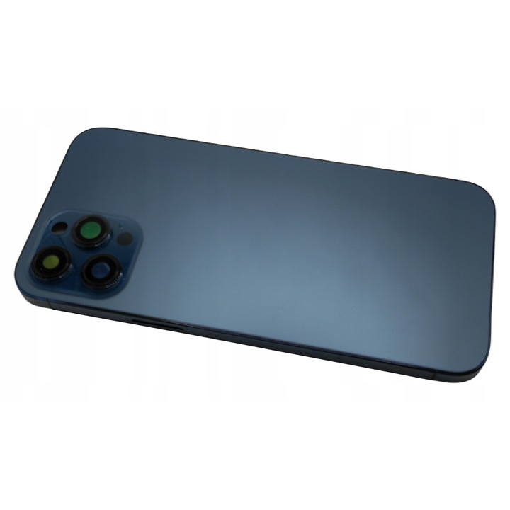 Coroana spate pentru iPhone 12 Pro Max, albastra, set complet cu rama, sticla, buton power, buton volum, comutator mod silentios, tava SIM