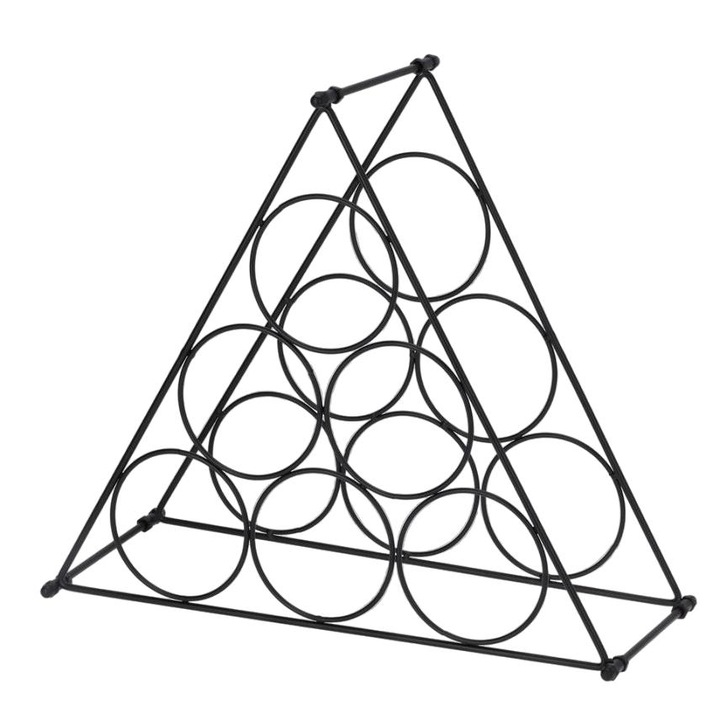 Suport metalic pentru sticle de vin, design piramidal, 6 sticle