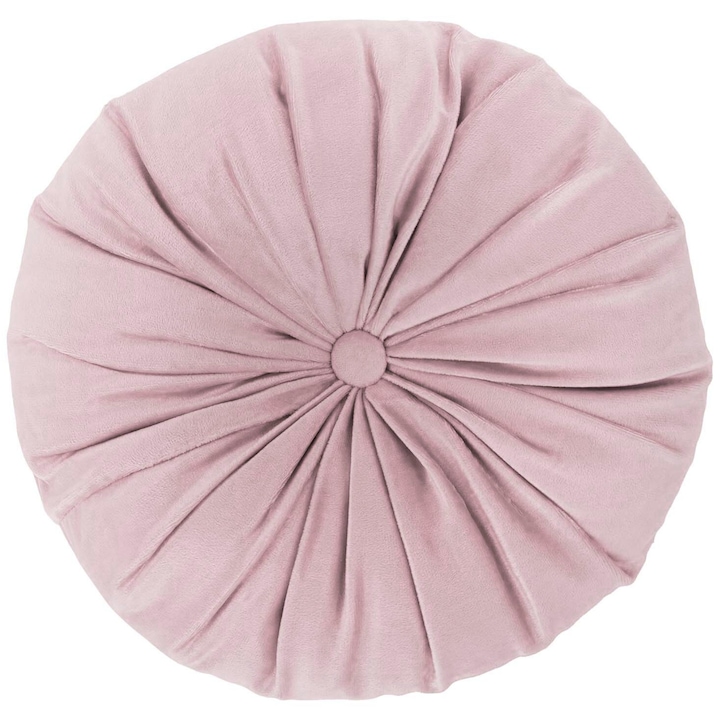 Kerek velúr díszpárna 40x40 cm, púder színű, puha, antiallergén, könnyen tisztítható