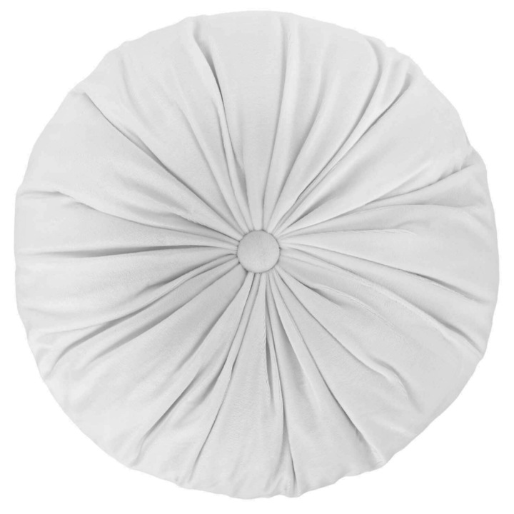 Perna decorativa rotunda Spod Igly i Nitki Soft catifea alb 40x40cm