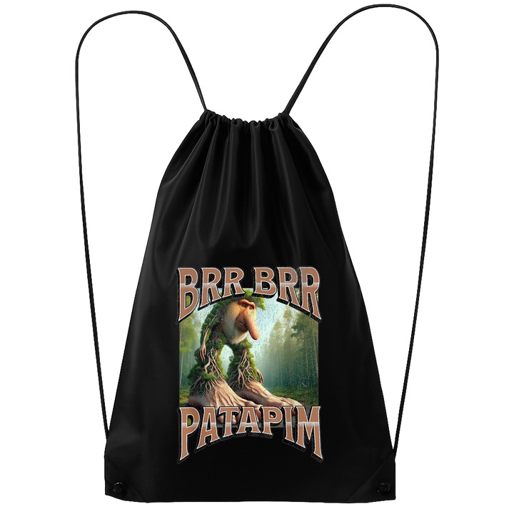 Rucsac tip ghiozdan Brr Brr Patapim - Tralalero Tralala, Poliester, Cri-flo, Culoare Negru, Marime 34 x 45 cm
