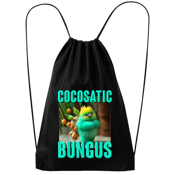Rucsac tip ghiozdan Cocosatic Bungus - Tralalero Tralala, Poliester, Cri-flo, Culoare Negru, Marime 34 x 45 cm