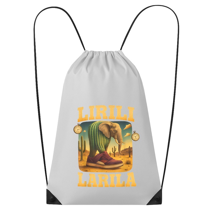 Rucsac tip ghiozdan Lirili Larila Texas - Tralalero Tralala, Poliester, Cri-flo, Culoare Alb, Marime 34 x 45 cm