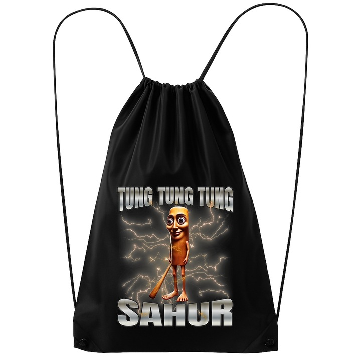 Rucsac tip ghiozdan Tung Tung Tung Sahur 4 - Tralalero Tralala, Poliester, Cri-flo, Culoare Negru, Marime 34 x 45 cm