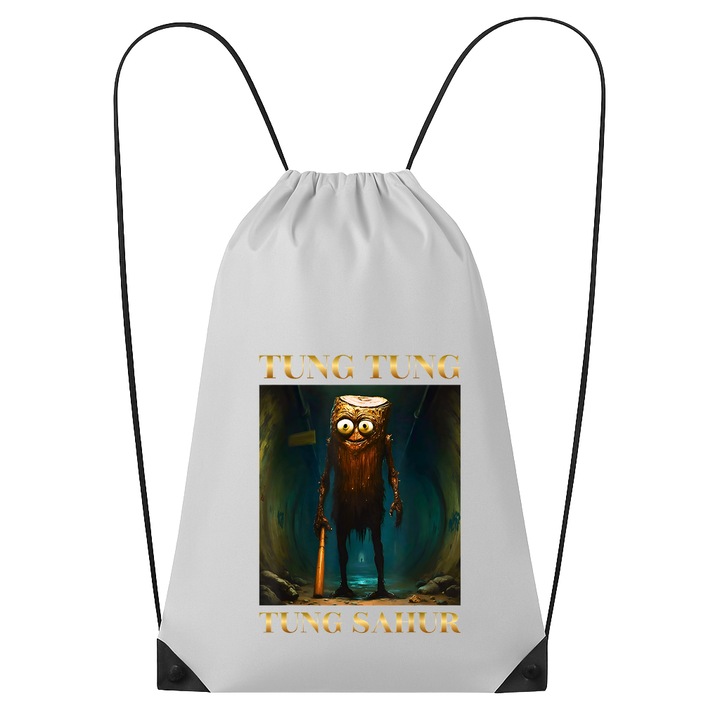 Rucsac tip ghiozdan Tung Tung Tung Sahur Scary - Tralalero Tralala, Poliester, Cri-flo, Culoare Alb, Marime 34 x 45 cm