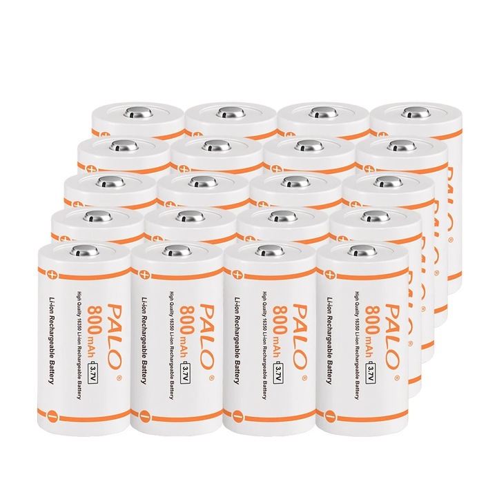 Set de 20 acumulatori 16340, 800mAh, 3.7V, PALO