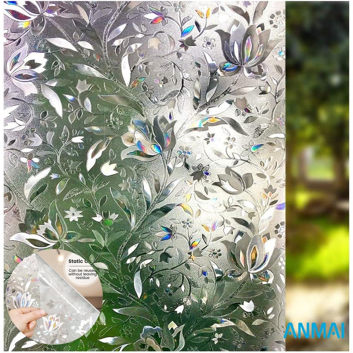 Folie Decorativa Anmai pentru Geam, Model 3D Tulip. Protectie Solara si Intimitate, 600 x 2000 mm