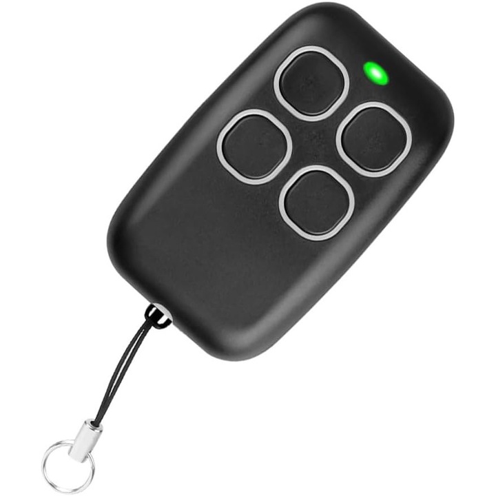 Telecomanda universala pentru auto-copiere, Zola, 4 canale, 280-868 MHz, 4 butoane, indicator luminos, DC12V, baterie inclusa, raza actiune 20 m, 6.5 x 3.5 x 1 cm, neagra