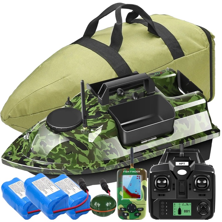 Barcă de nadire GPS, set 4, control wireless, capacitate 4kg, 50x25x17cm