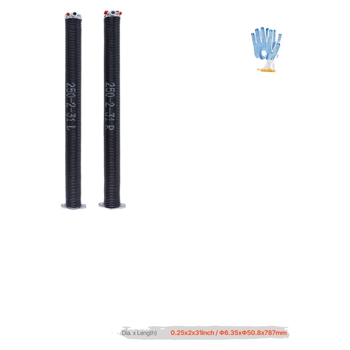Set arcuri de torsiune pentru usi de garaj, 0.250x2x31in, 2 bare de infasurare, 1 pereche de manusi antiderapante, 1 cheie de montaj