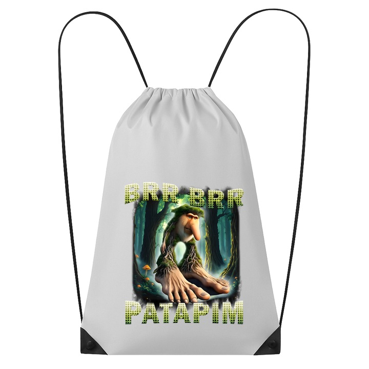 Rucsac tip ghiozdan Brr Brr Patapim Green - Tralalero Tralala, Poliester, Cri-flo, Culoare Alb, Marime 34 x 45 cm