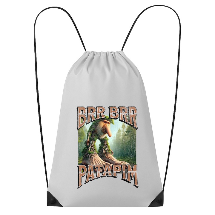 Rucsac tip ghiozdan Brr Brr Patapim - Tralalero Tralala, Poliester, Cri-flo, Culoare Alb, Marime 34 x 45 cm