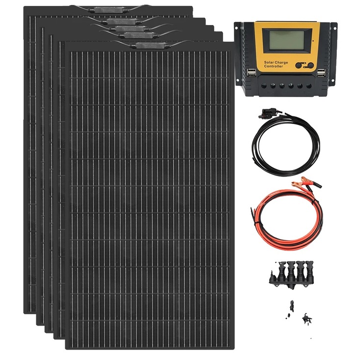 Set 5 panouri solare flexible, 120W, eficiență 24%, silicon monocristalin, dimensiuni 1065x550x3mm