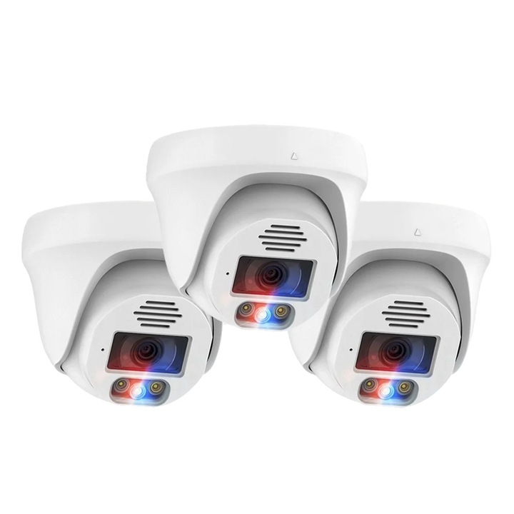 Set camere de supraveghere, 8MP, 3PCS, lentile 8mm, design dome, detectie miscare, noapte/zi