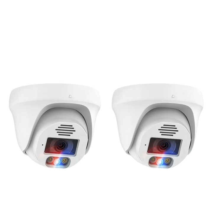 Set camere de supraveghere, 8MP, 2 bucati, design dome, detectie miscare, audio bidirectional
