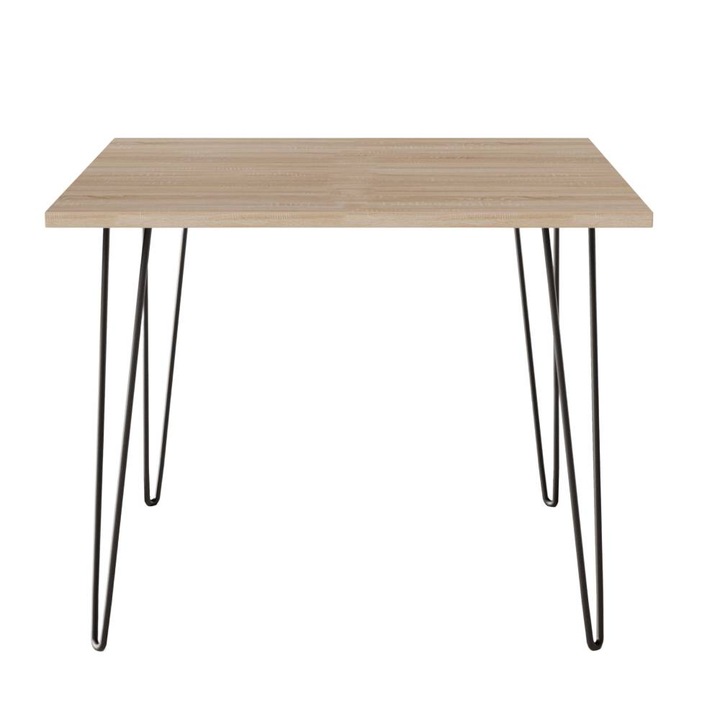 Квадратна маса KOLM HAIRPIN, 90x90см, 2-4 души, Цвят sonoma