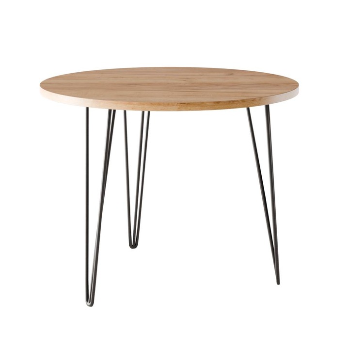 Кръгла маса KOLM MIKA, 90 см, бяло, сиво, черно, включен комплект за сглобяване