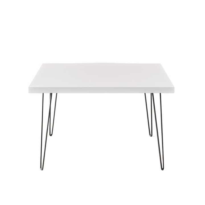 Mese set 68x68cm, KOLM, alb, design minimalist, material laminat