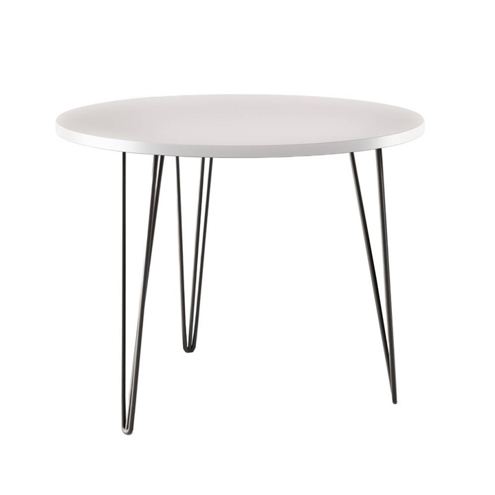 Кръгла маса KOLM MIKA, метал/дърво, 90 см, бяла