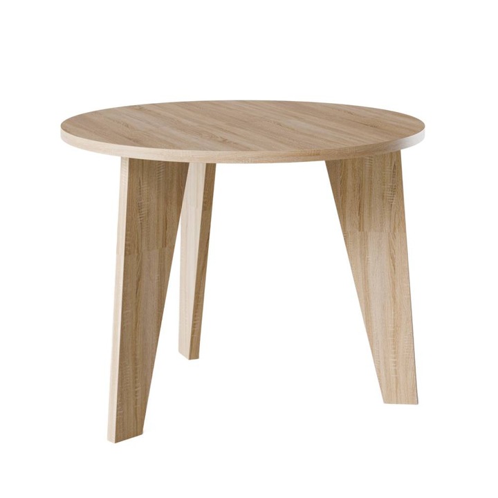 Masa rotundă, KOLM, ROSE, 90 cm, pentru bucătărie/salon, stejar sonoma