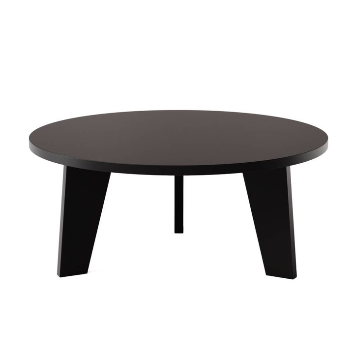 Mese rotunda KOLM ELLA, 90cm, 3 picioare trapezoidale, negru