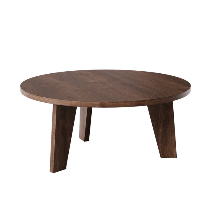 Masa de cafea rotunda ELLA, 90 cm, 3 picioare, Stejar Ciocolatiu