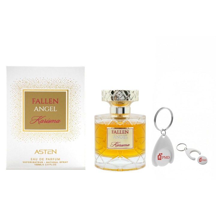 Set Apa de parfum Fallen Angel Karisma by Asten, Unisex, 100ml cu Breloc Personalizat "PMD"