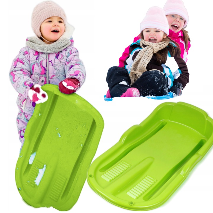 Sanie pentru copii, Technok, 62x36x15,5cm, mrozoodporna, stabila, limonka/negru/pomarancz, 1 bucata