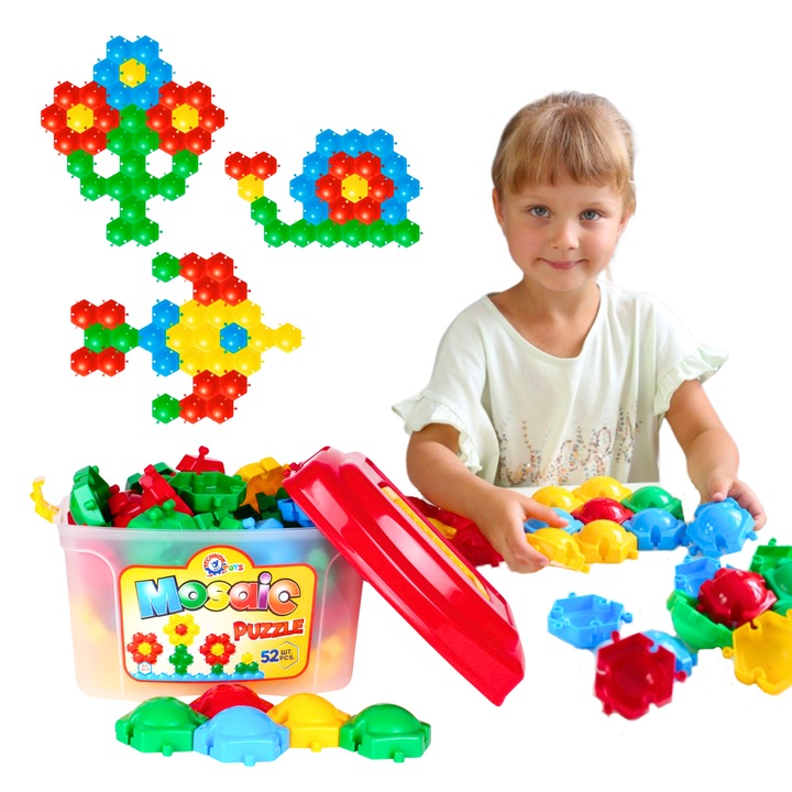 Комплект за конструиране Мозайка 52 части, Technok, 6x6см, многоцветен, 52x31x7,5см