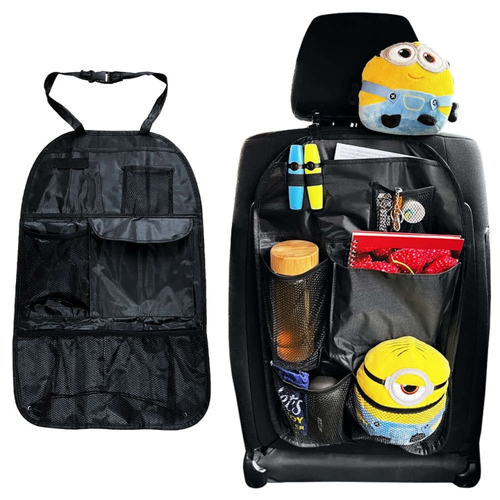 Organizer auto Luka, 6 buzunare, negru, 37,5x56cm