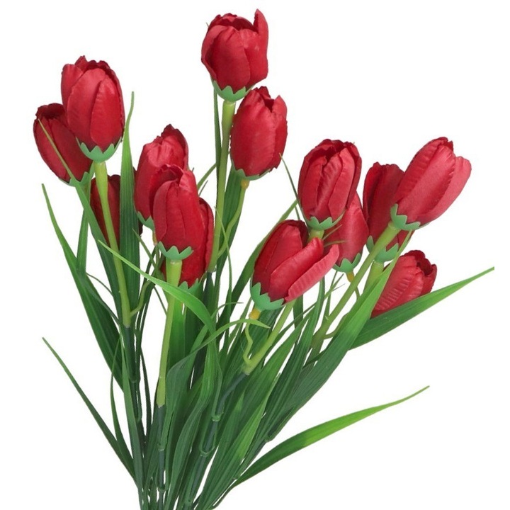 Buchet flori artificiale Luka, Krokusy, 7 ramuri, rosu, 44cm